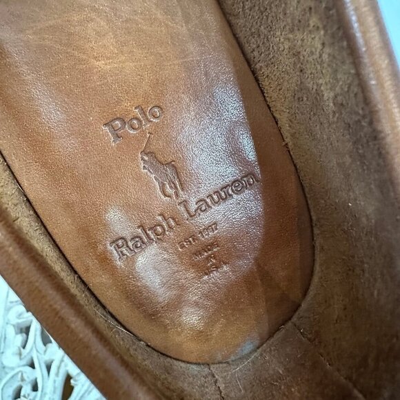 Polo Ralph Lauren leather crest embossed cognac loafer - Picture 5 of 7